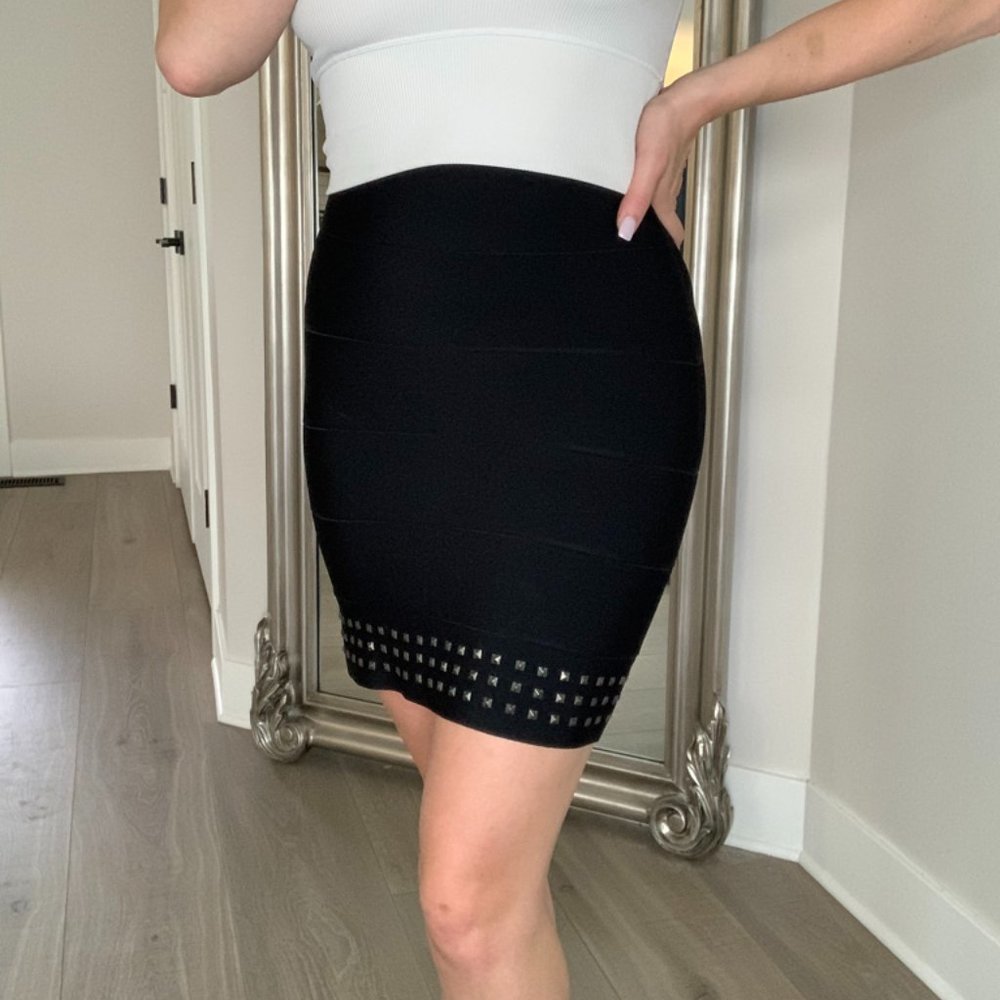 BCBG Maxazria Bandage Skirt with Studs